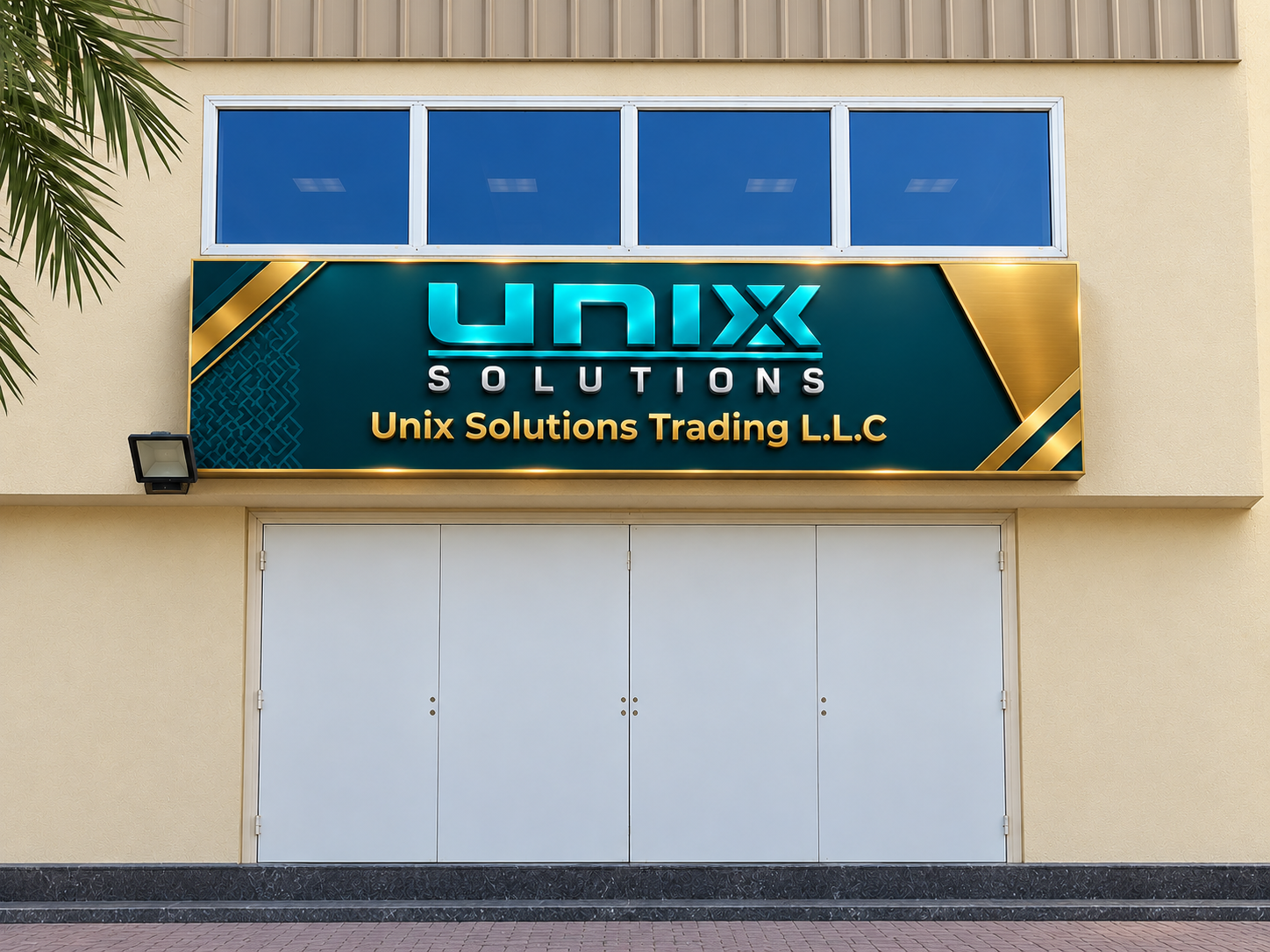 UNIX Solutions storefront sign and warehouse front